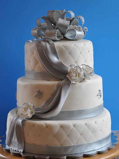 25 Anniversary 3 tier cake completely handmade. - Cake by yourfantasycakes