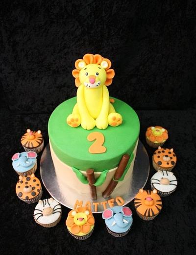 Lion cake and jungle cupcakes - Cake by The House of Cakes Dubai
