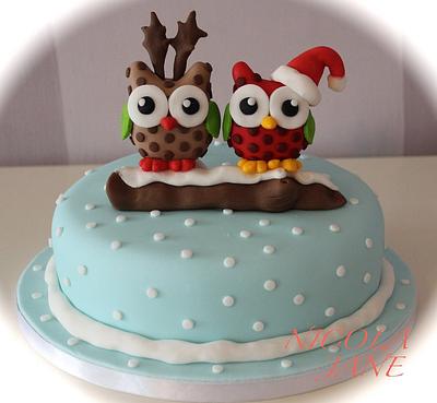 Christmas Owls - Cake by nicola thompson