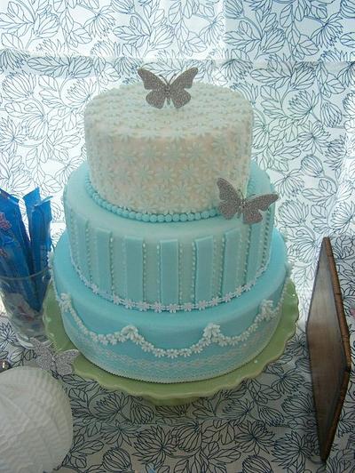 vintage blue with butterflies - Cake by cupcakes of salisbury