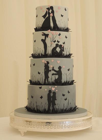 Love Story Silhouette Wedding - Cake by Shereen