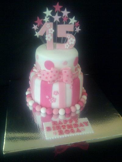 Sweet 15th Pink Cake - Cake by CakeCreationsCecilia