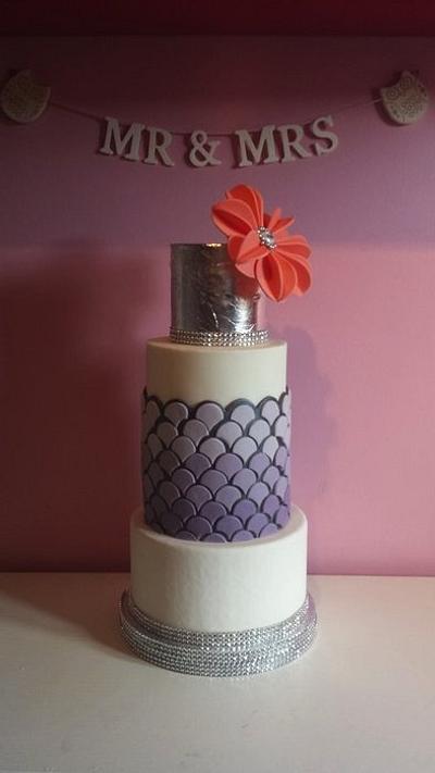 orange and purple wedding cake  - Cake by louise guild