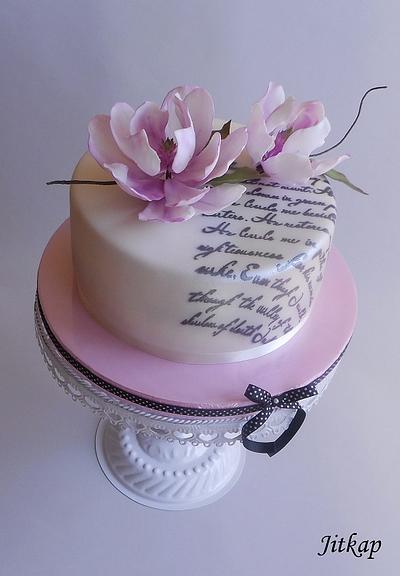 Birthday cake with magnolia - Cake by Jitkap