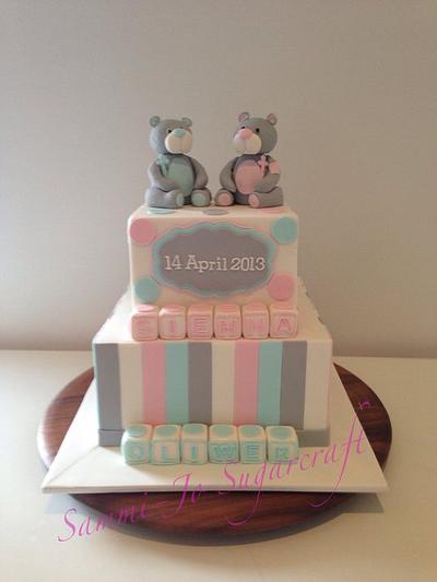 Twins' Christening cake - Cake by Sammi-Jo Sweet Creations
