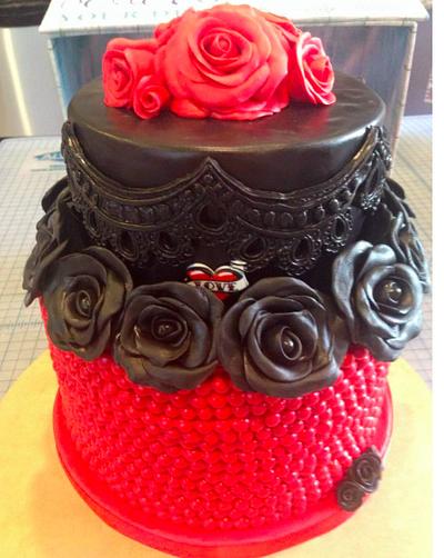 Red & Black Rose Pearl Cake... - Cake by Joliez