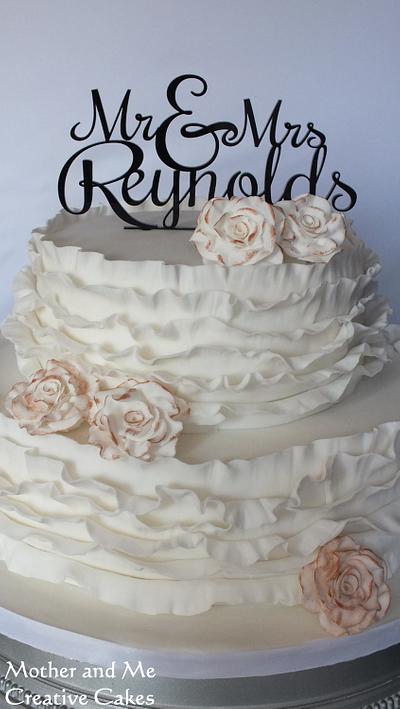Frilled Wedding Cake - Cake by Mother and Me Creative Cakes