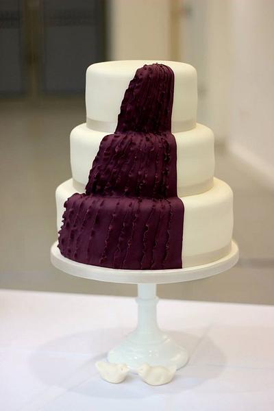 Asymmetrical purple ruffle wedding cake - Cake by TLC