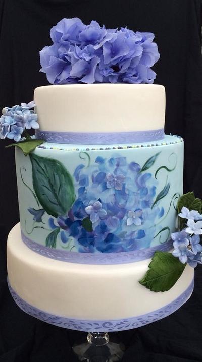 Hand painted Hydrangeas - Cake by Wanda55
