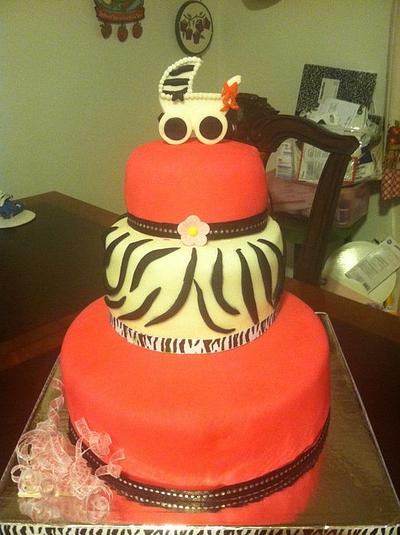 hot pink and and zebra babyshower cake - Cake by claribely trinidad