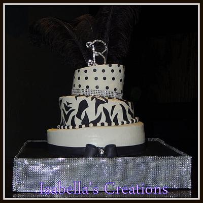 Topsy Turvy black and white sweet 16 - Cake by Isabella's Creations