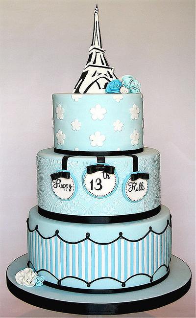 Paris themed birthday cake - Cake by Kathy's Little Cakery
