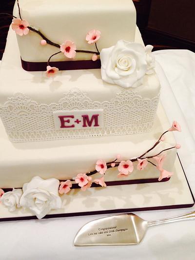 Cherry blossom wedding cake - Cake by inspiratacakes