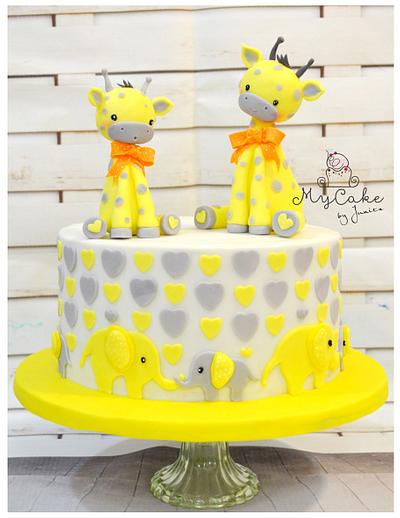 Baby shower giraffe bebe and mommy - Cake by Hopechan