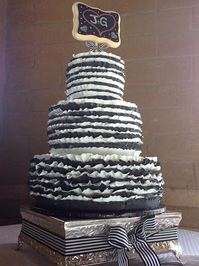 Black and White Ruffles - Cake by Lily White's Party Cakes