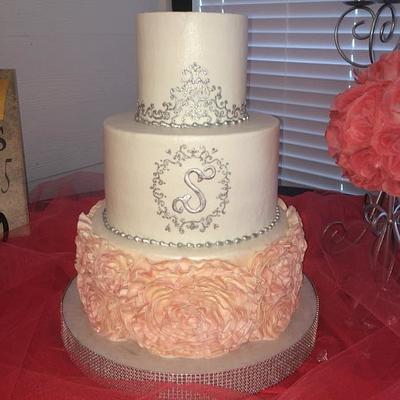 Coral Wedding Cake - Cake by Michelle - Southern Charm Cakes