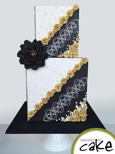 Black, White and Gold Elegance - Cake by Inspired by Cake - Vanessa