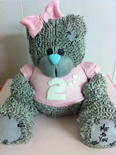 3D sitting up scruffy tatty teddy inspired cake - Cake by clare galvin