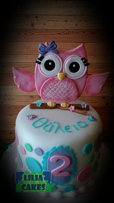 Pink Owl Cake  - Cake by LiliaCakes