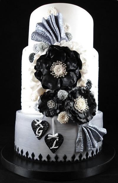 Stirling, Black and White Engagement Cake - Cake by Lisa-Jane Fudge
