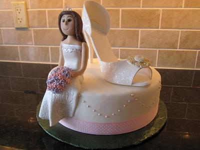 Bride with Sparkly White Shoe - Cake by WhimsicalCharacters