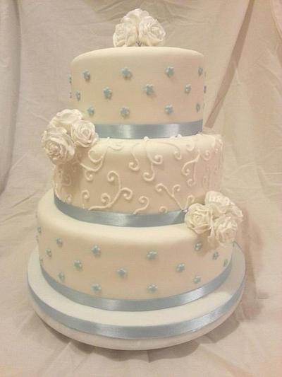 White Rose Wedding Cake - Cake by Cherish Bakery