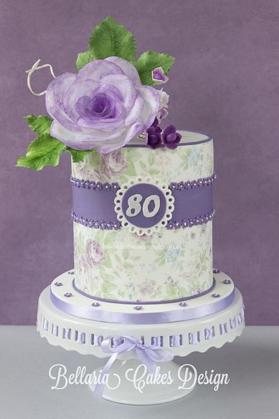 Lilac vintage cake with a wafer paper rose - Cake by Bellaria Cake Design 