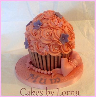 Pink & Lilac Giant Cupcake - Cake by Cakes by Lorna