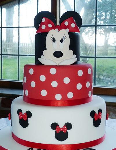 Red 3 tier Minnie Mouse cake - Cake by Angel Cake Design
