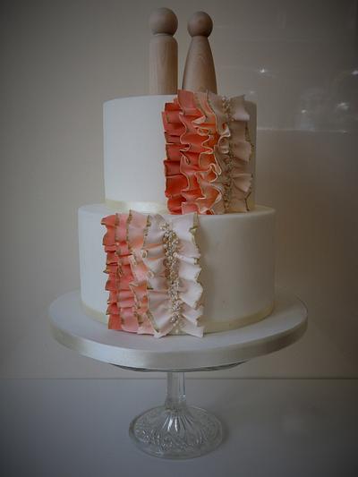 ruffles and ribbons wedding cake  - Cake by sweetmadeline