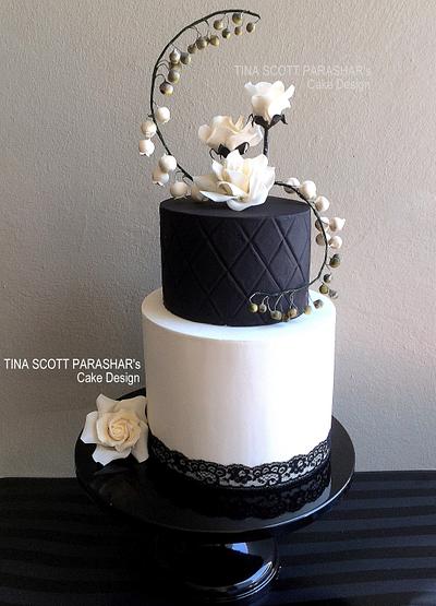 Bold - Black and white wedding cake - Cake by Tina Scott Parashar's Cake Design