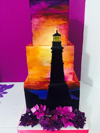 Hand painted lighthouse cake - Cake by MELANIASCAKEATELIER