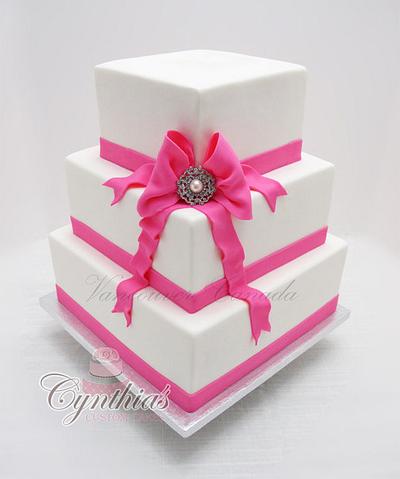 White and Pink Wedding Cake - Cake by Cynthia Jones