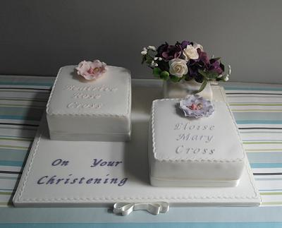 Christening cake for twin girls - Cake by BluebirdsBakehouse
