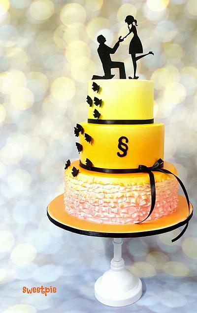 Orange yellow pink wedding cake - Cake by sweetpiemy