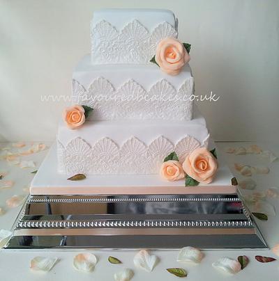 Vintage Lace Wedding Cake - Cake by Favoured Cakes