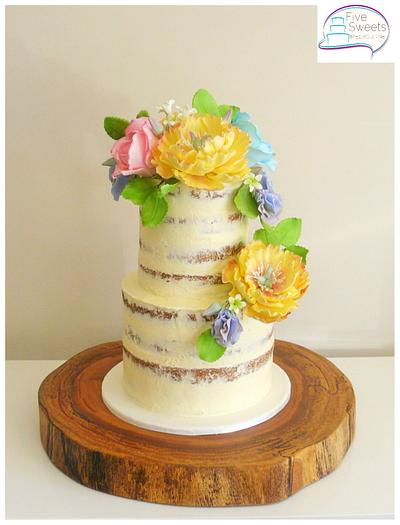 Semi Naked cake with sugar flowers - Cake by Five Sweets Melbourne