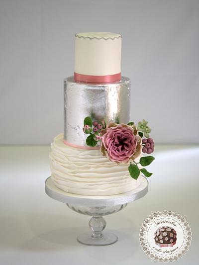 Blossoms & Silver Wedding cake - Cake by Mericakes