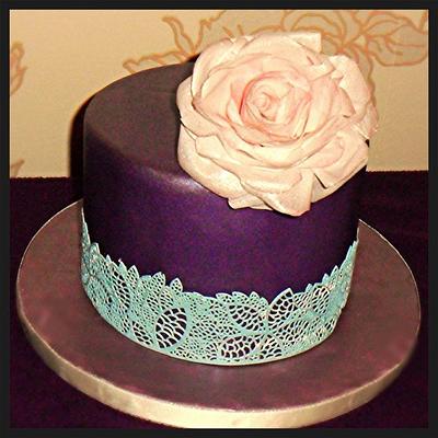 Wafer paper rose and cake lace - Cake by Adventures in Cakeyland