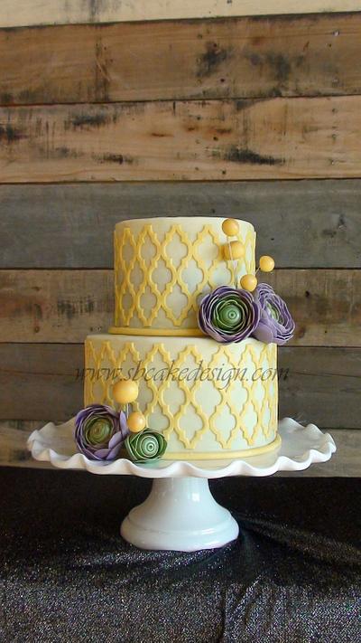 Ranunculus Lattice Cake - Cake by Shannon Bond Cake Design