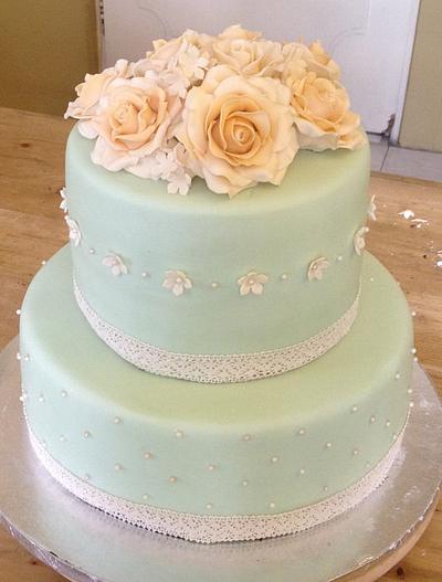 Wedding cake with White Roses - Cake by Neda's Cakes