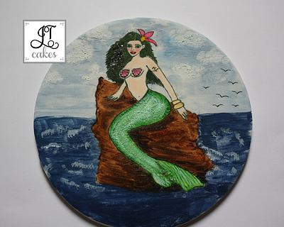 Hand Painted Mermaid Cake Topper - Cake by JT Cakes