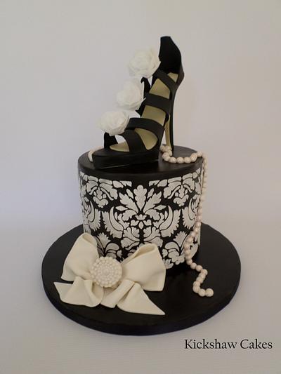 Black and White Sugar Shoe Cake - Cake by Kickshaw Cakes