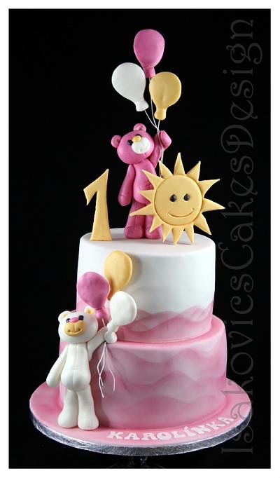 pinky teddy cake with sun - Cake by Martina Sille