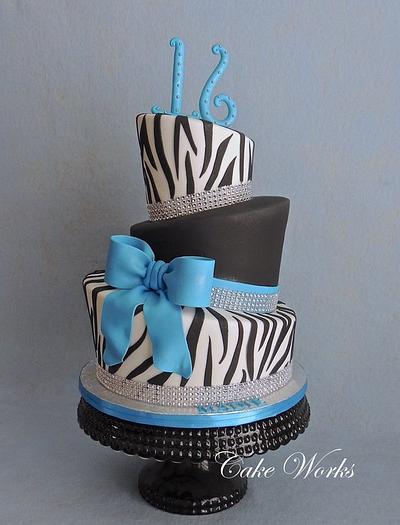 Sweet 16 Zebra and Bling Topsy Turvy - Cake by Alisa Seidling