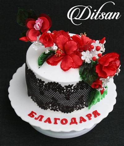 Cake with gelatin flowers - Cake by Ditsan