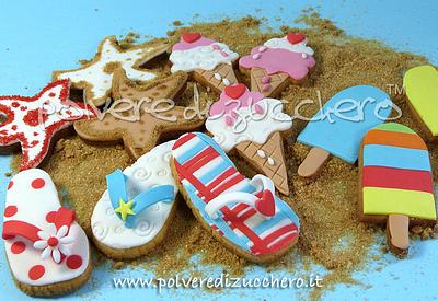 cookies summer: flip flops, ice cream, starfish - Cake by Paola