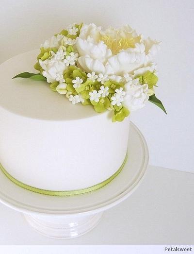 White Peony Single Tier - Cake by Petalsweet