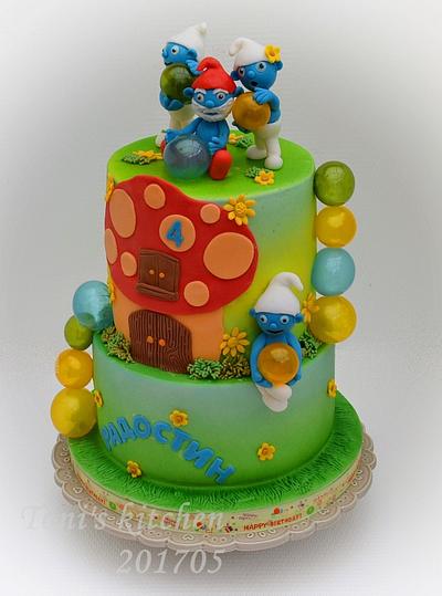 Smurf balloon party - Cake by Cakes by Toni