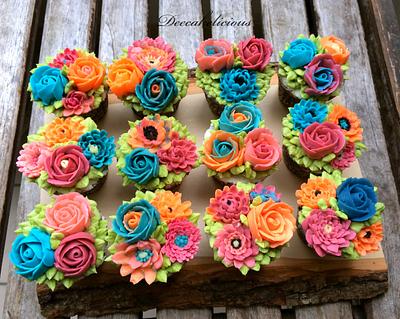 Bright & Cheerful flower cuppies :) - Cake by Deepa Shiva - Deecakelicious